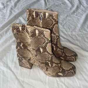 Sam Edelman Women's US 7.5 EU 37.5 Faux Snakeskin Ankle Boots Block Heel Zip